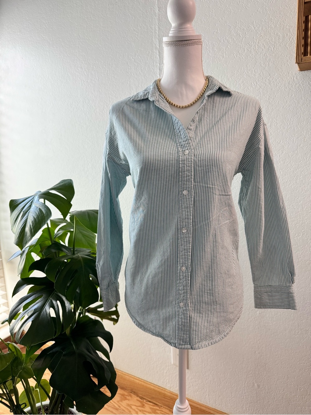 Classic Striped Button-Down Shirt - Light Blue